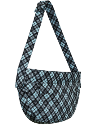 Printed Cuddle Dog Carrier in Tiffi Plaid with Black Curly Sue Liner